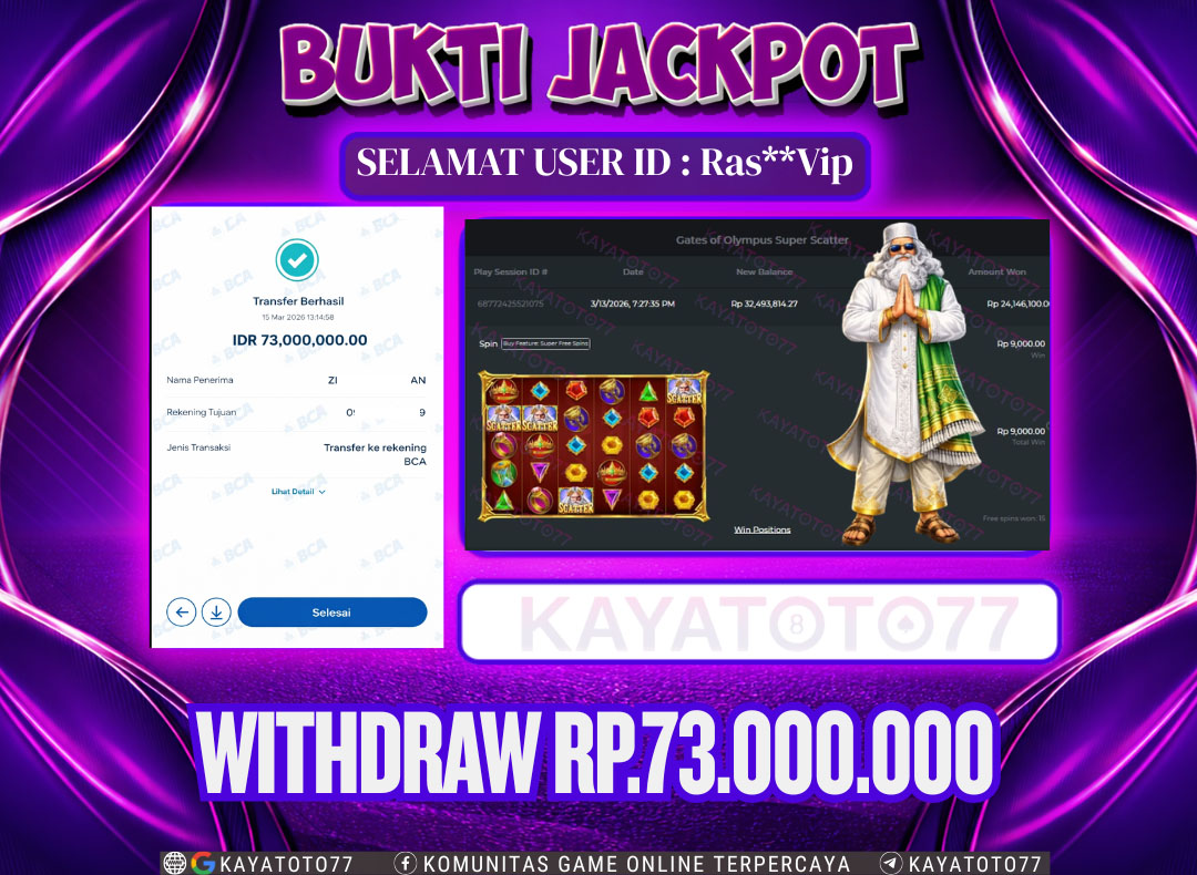 KAYATOTO77 - Bukti Jackpot Besar Di KAYATOTO77 Dalam Permainan GATES OF OLYMPUS SUPER SCATTER
